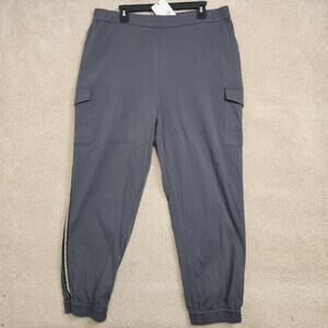 Saint + Sofia Charcoal Gray Pull-On Alanis Striped Cargo Pants Size 18 NWT